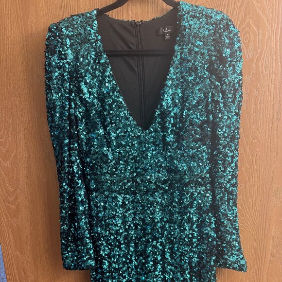 Teal Sequins Cocktail Dress - Picture 1 of 3